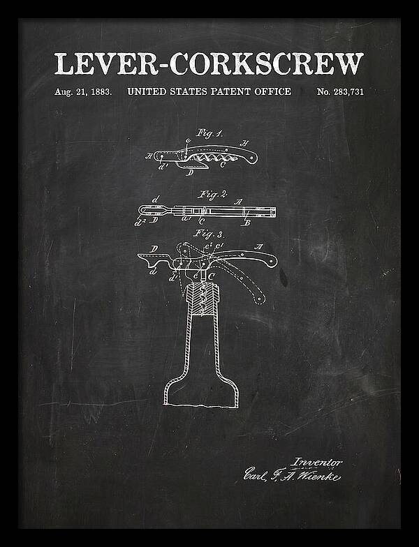 Lever Corkscrew Waiter's Friend Chalkboard Patent Us283731a