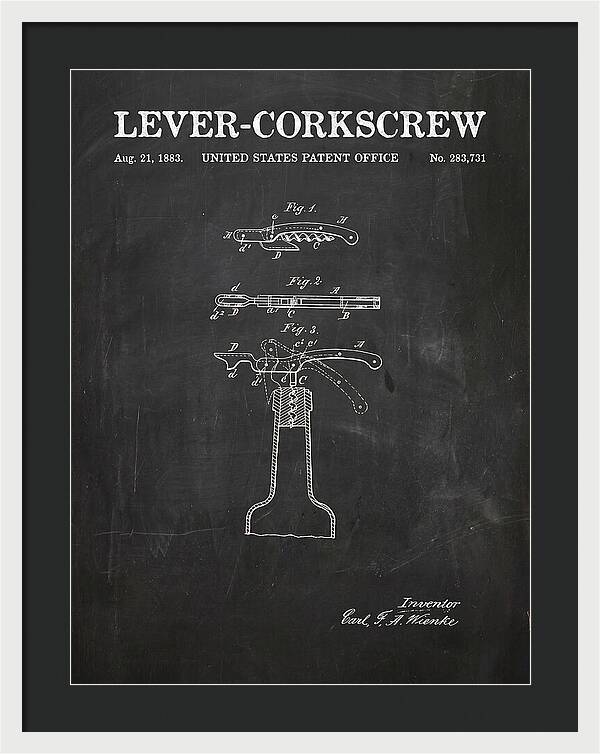 Lever Corkscrew Waiter's Friend Chalkboard Patent Us283731a