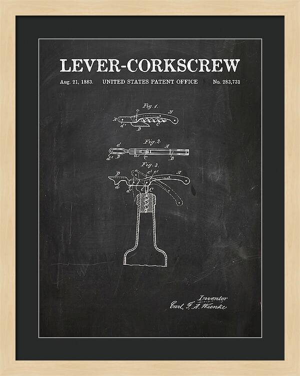 Lever Corkscrew Waiter's Friend Chalkboard Patent Us283731a