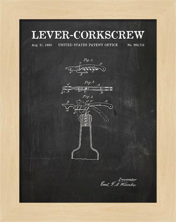 Lever Corkscrew Waiter's Friend Chalkboard Patent Us283731a
