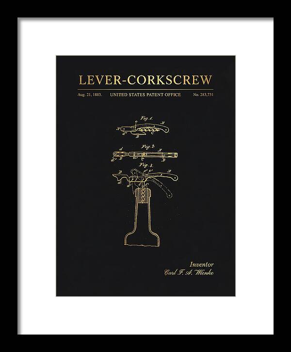 Lever Corkscrew Waiter's Friend Gold Patent Us283731a