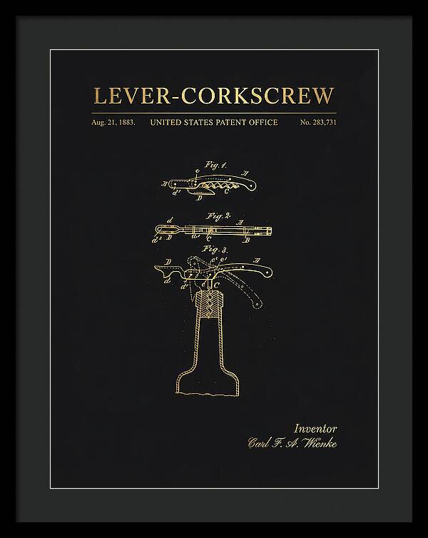 Lever Corkscrew Waiter's Friend Gold Patent Us283731a