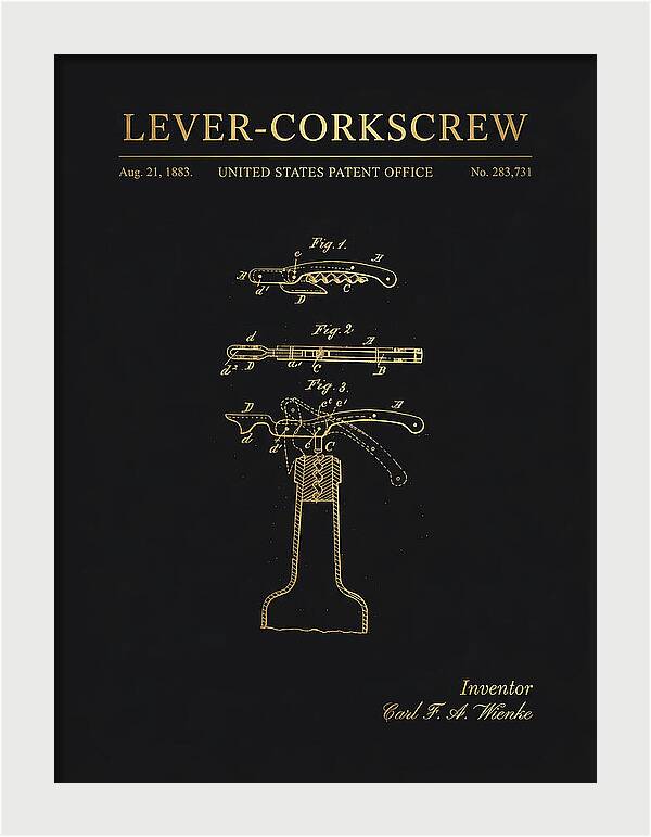 Lever Corkscrew Waiter's Friend Gold Patent Us283731a