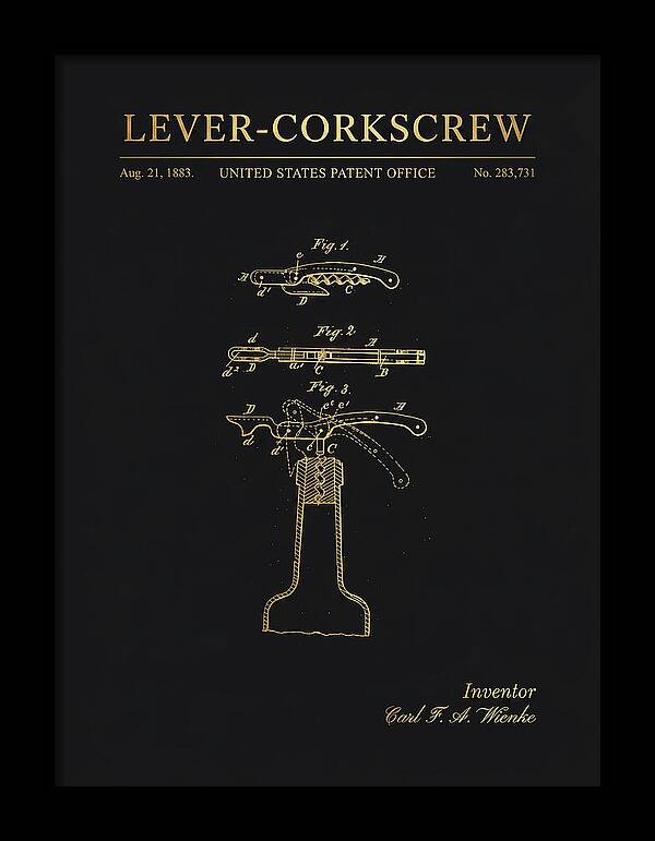 Lever Corkscrew Waiter's Friend Gold Patent Us283731a
