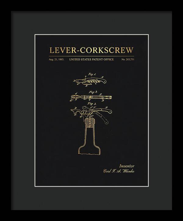 Lever Corkscrew Waiter's Friend Gold Patent Us283731a
