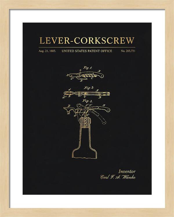 Lever Corkscrew Waiter's Friend Gold Patent Us283731a