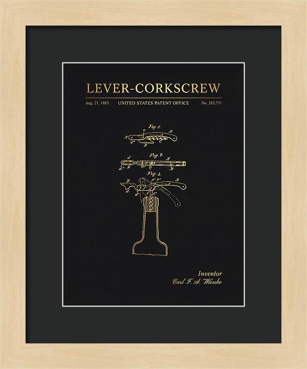 Lever Corkscrew Waiter's Friend Gold Patent Us283731a