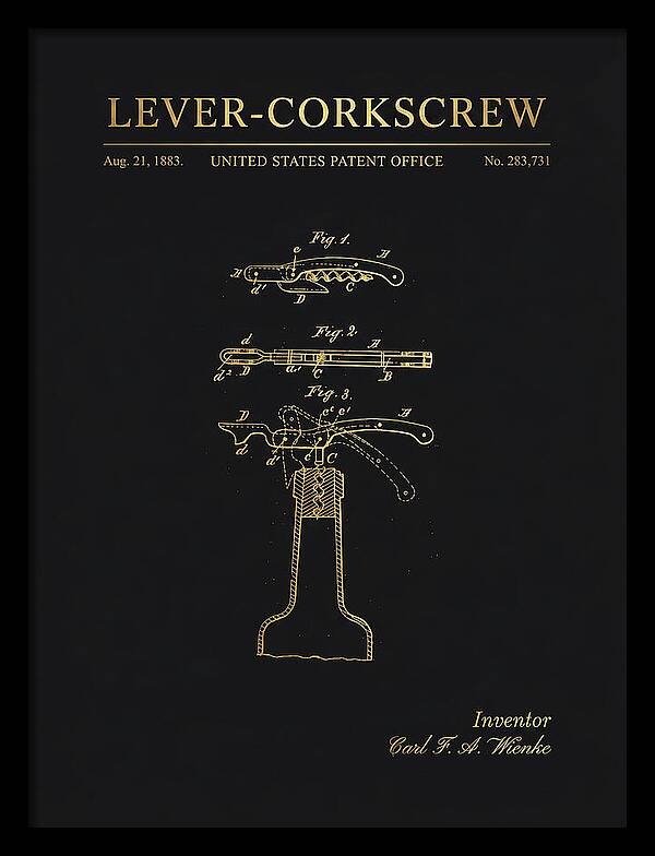 Lever Corkscrew Waiter's Friend Gold Patent Us283731a