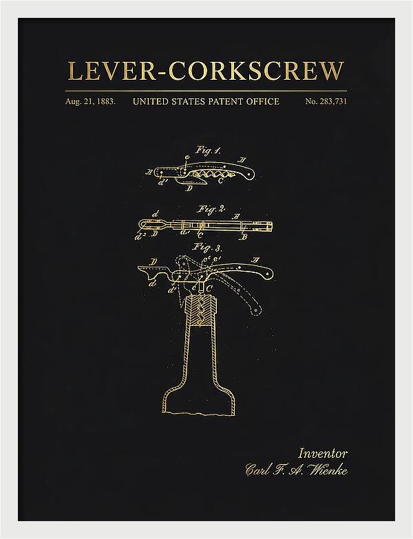 Lever Corkscrew Waiter's Friend Gold Patent Us283731a