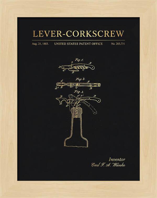 Lever Corkscrew Waiter's Friend Gold Patent Us283731a
