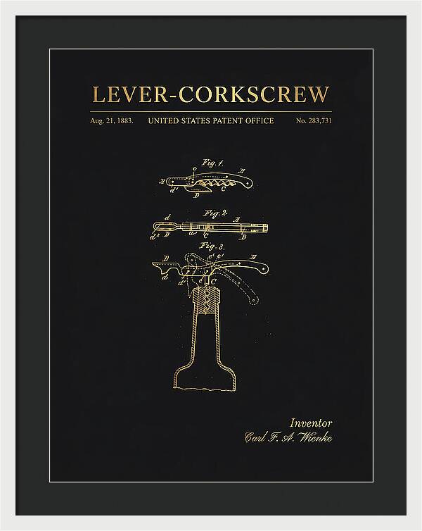 Lever Corkscrew Waiter's Friend Gold Patent Us283731a
