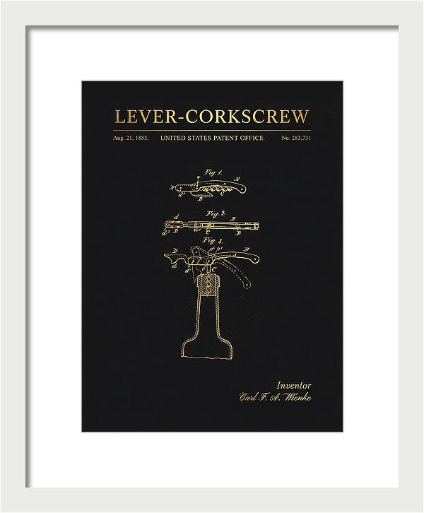 Lever Corkscrew Waiter's Friend Gold Patent Us283731a