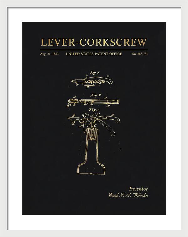Lever Corkscrew Waiter's Friend Gold Patent Us283731a