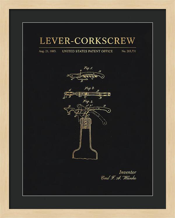 Lever Corkscrew Waiter's Friend Gold Patent Us283731a