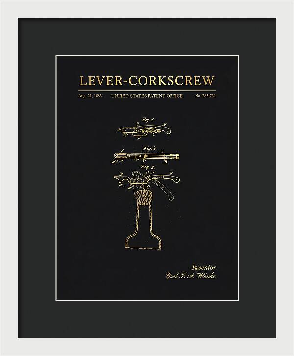 Lever Corkscrew Waiter's Friend Gold Patent Us283731a