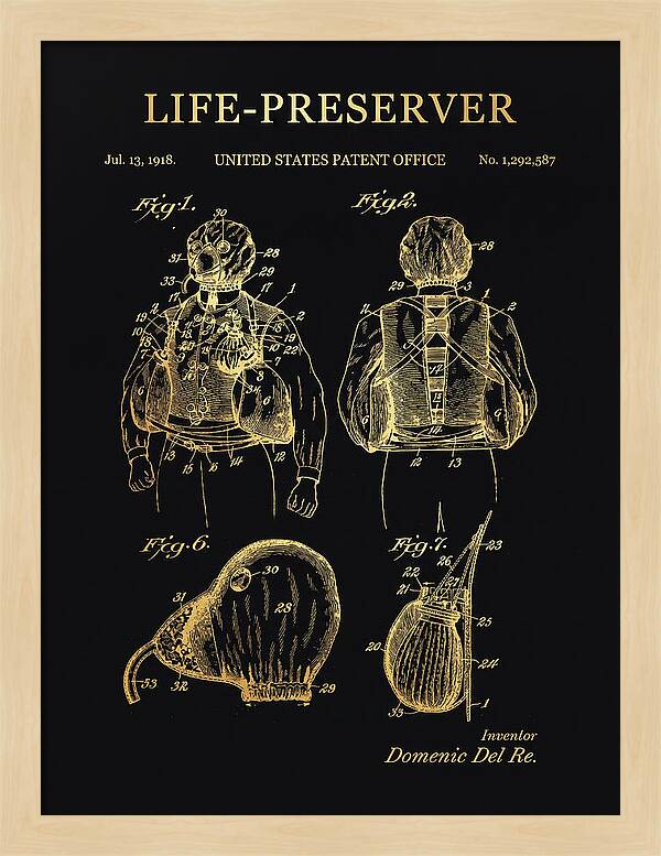 Life Preserver Gold Patent Us1292587a