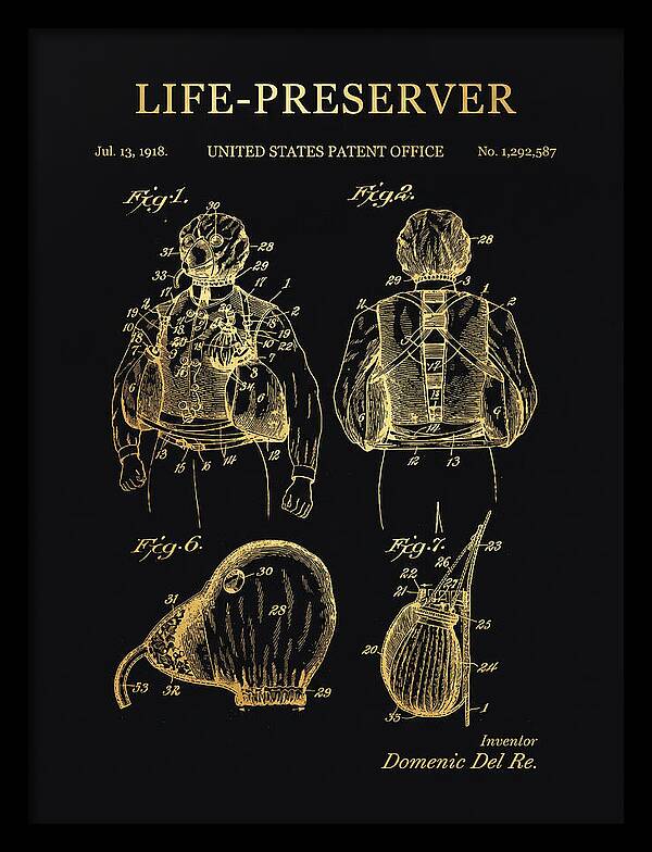 Life Preserver Gold Patent Us1292587a