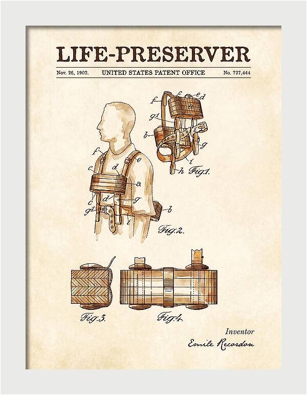 Life Preserver Watercolor Patent Us727444a