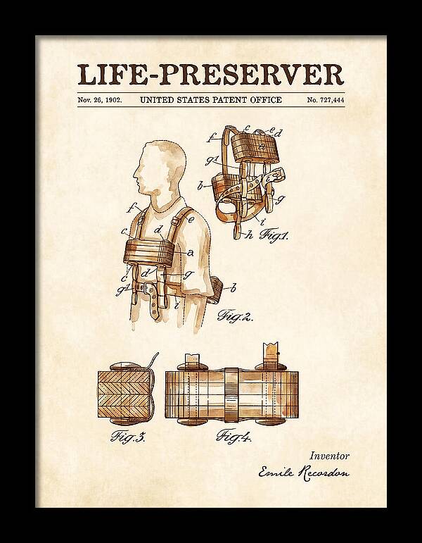 Life Preserver Watercolor Patent Us727444a