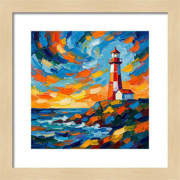 Lighthouse Against Vibrant Sky