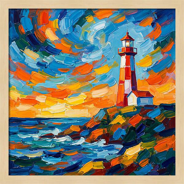Lighthouse Against Vibrant Sky