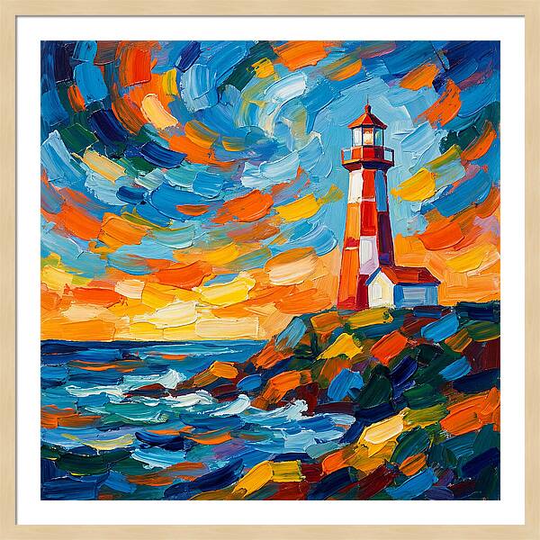 Lighthouse Against Vibrant Sky