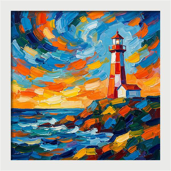 Lighthouse Against Vibrant Sky