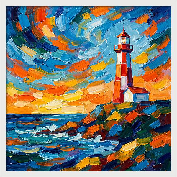 Lighthouse Against Vibrant Sky