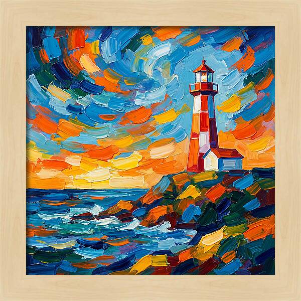 Lighthouse Against Vibrant Sky