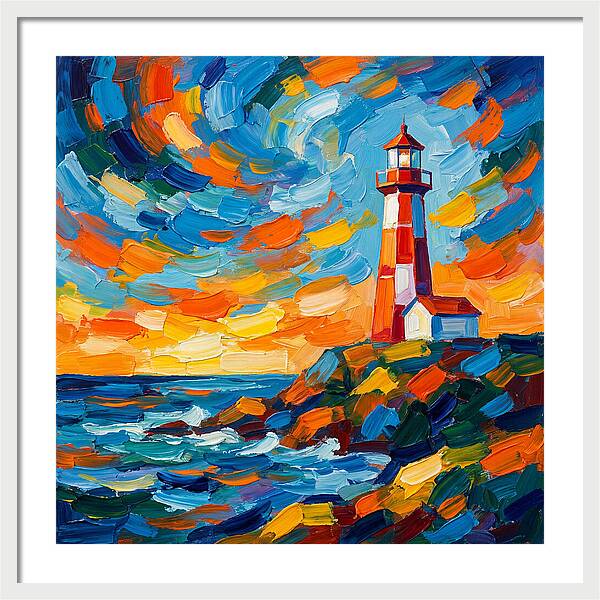 Lighthouse Against Vibrant Sky