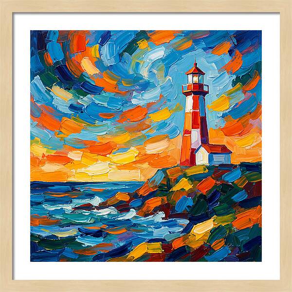 Lighthouse Against Vibrant Sky