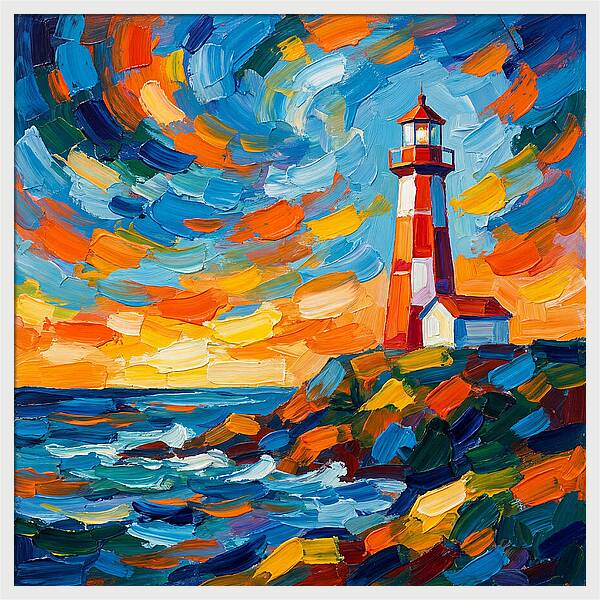 Lighthouse Against Vibrant Sky