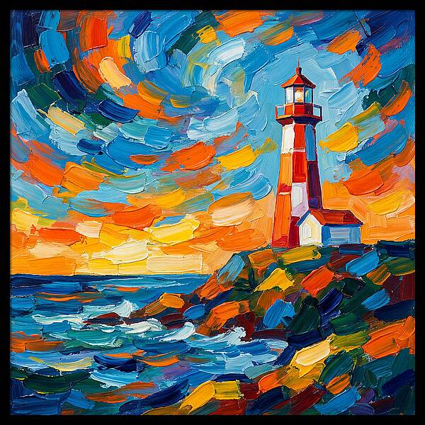 Lighthouse Against Vibrant Sky