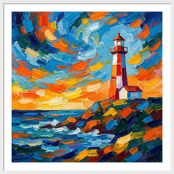 Lighthouse Against Vibrant Sky