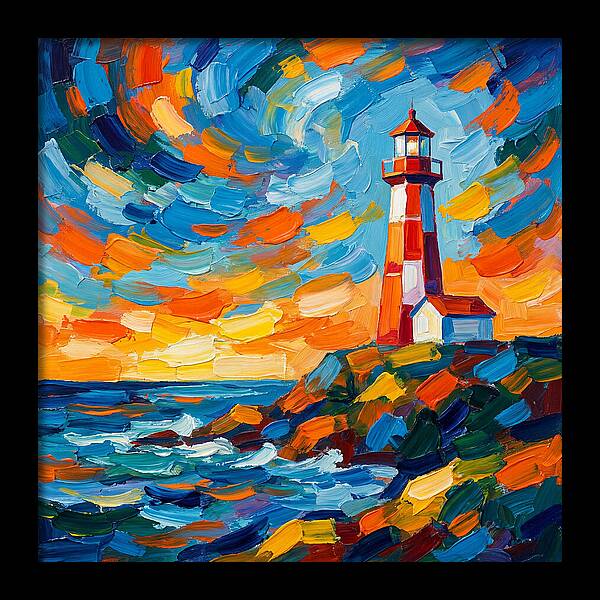 Lighthouse Against Vibrant Sky