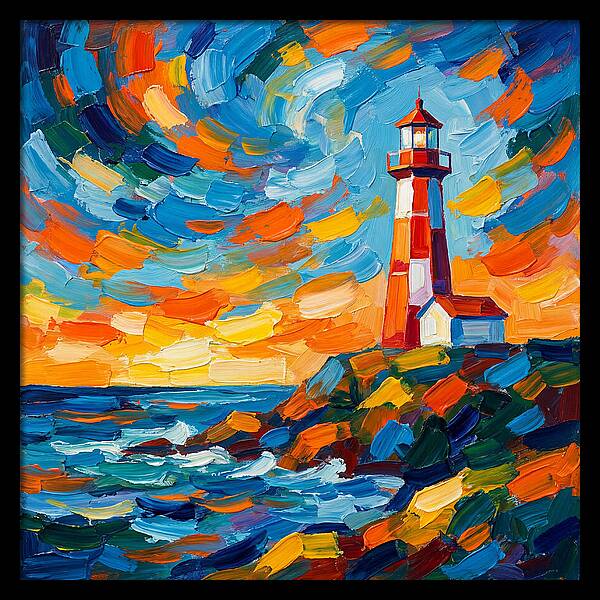 Lighthouse Against Vibrant Sky
