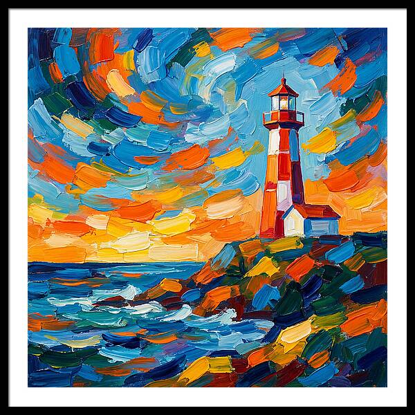 Lighthouse Against Vibrant Sky