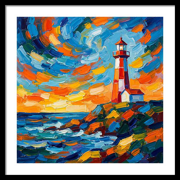 Lighthouse Against Vibrant Sky