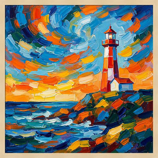 Lighthouse Against Vibrant Sky