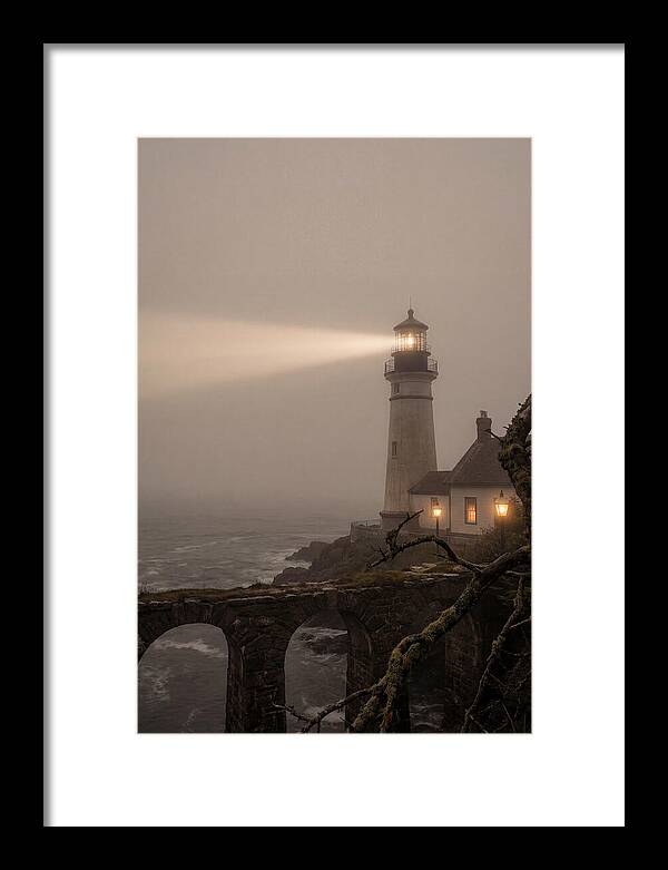 Lighthouse Beam Piercing Foggy Night