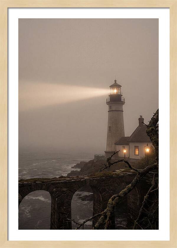 Lighthouse Beam Piercing Foggy Night