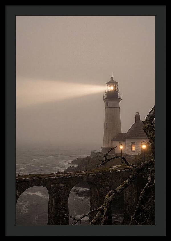 Lighthouse Beam Piercing Foggy Night