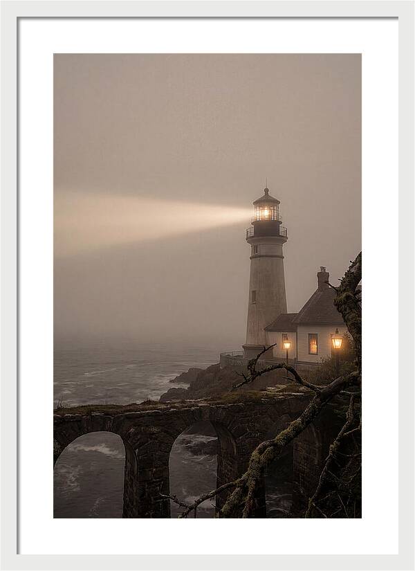 Lighthouse Beam Piercing Foggy Night