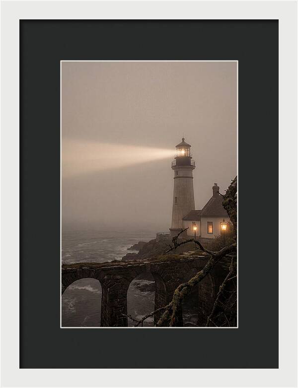 Lighthouse Beam Piercing Foggy Night