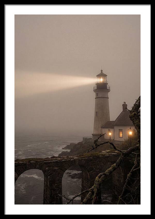 Lighthouse Beam Piercing Foggy Night