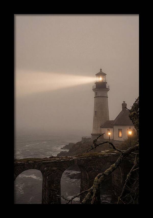 Lighthouse Beam Piercing Foggy Night