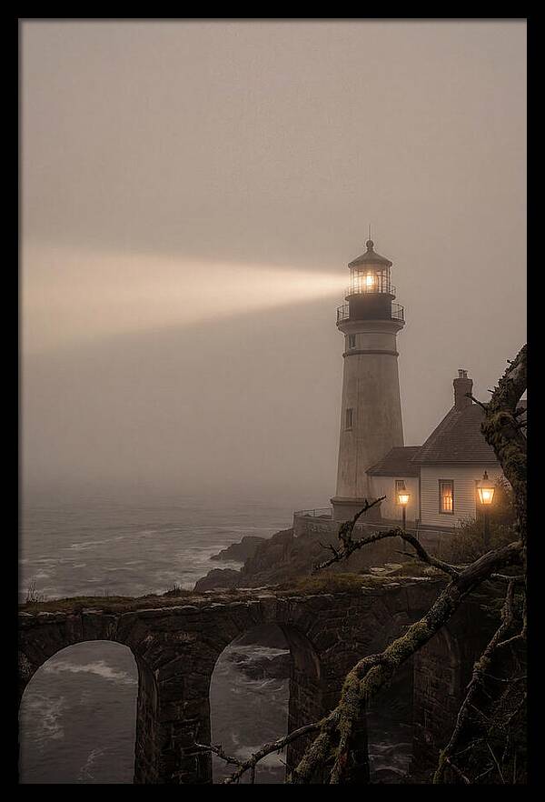 Lighthouse Beam Piercing Foggy Night