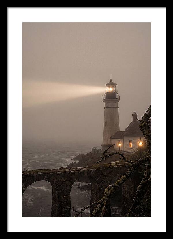 Lighthouse Beam Piercing Foggy Night