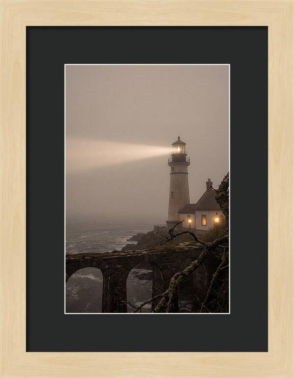 Lighthouse Beam Piercing Foggy Night