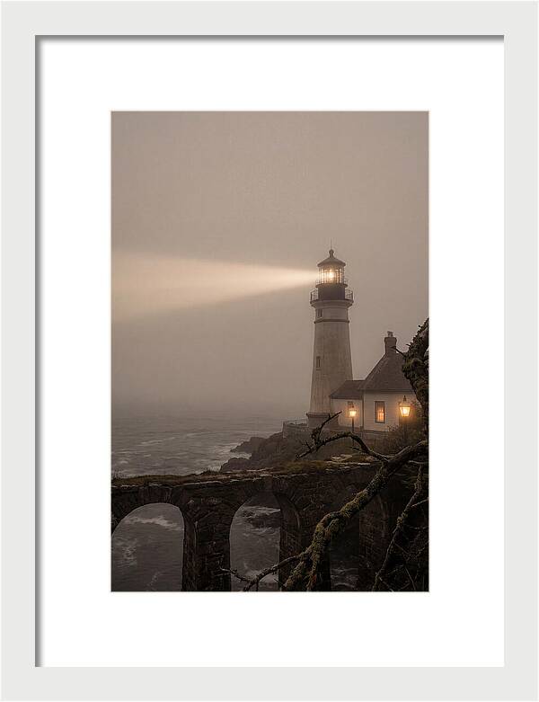 Lighthouse Beam Piercing Foggy Night